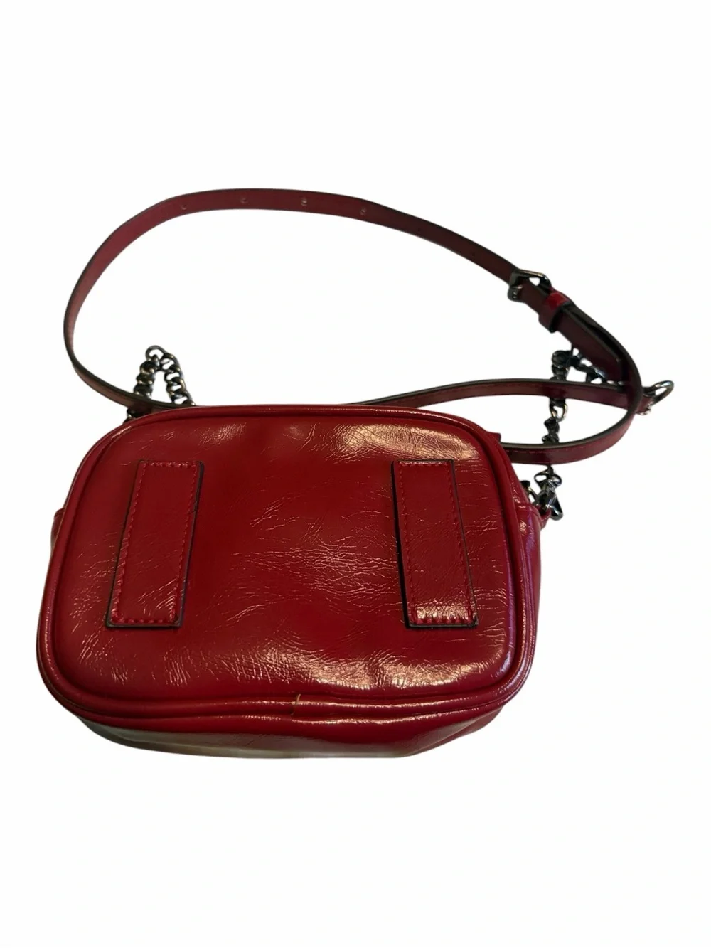 DKNY Red Leather Mini Camera Crossbody Bag